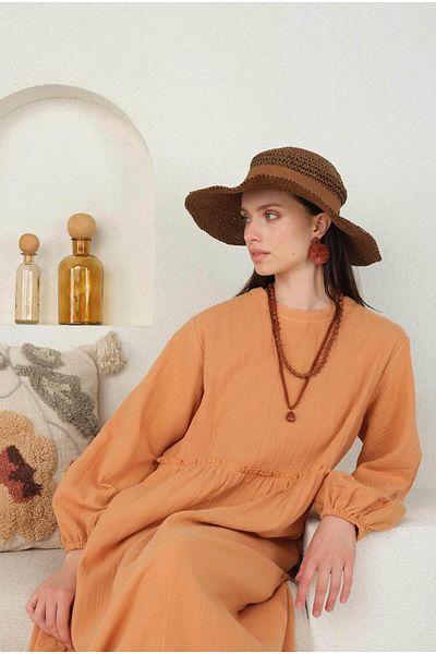 HEQA Rochie de muselină de culoare somon