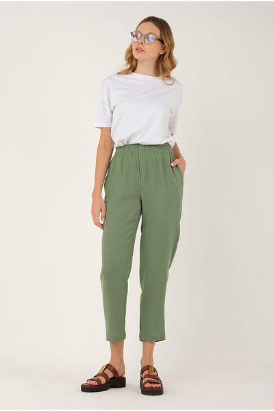 HEQA Pantaloni de muselina verzi