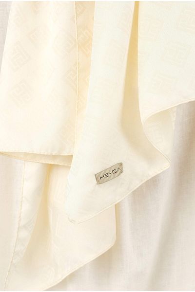 HEQA Şal cu logo cu model jacquard de culoare crem