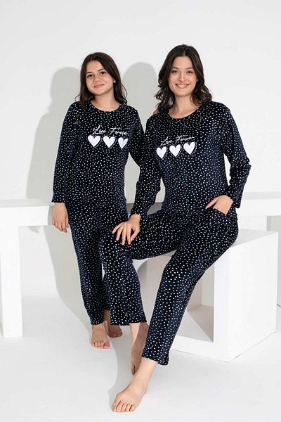 MEBA Women's Mother-Daughter French Velvet Pajamas Set