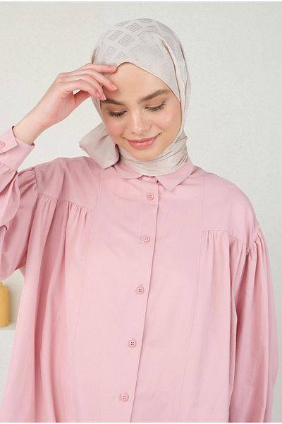 HEQA Şal jacquard de culoare pulbere - cu model de logo