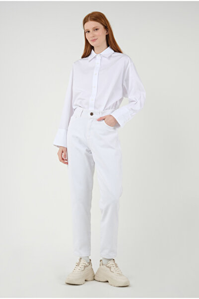 HEQA Джинси з високою талією і балонами, білі