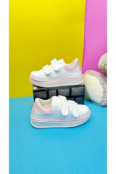 Allyup Pantofi alb cu pudră pentru băieți și fete - Pantofi sport confortabili, ușori, cu talpă groasă cu velcro 525pf