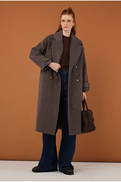 HEQA Kolu Apolet Detaylı Kaban Kahve