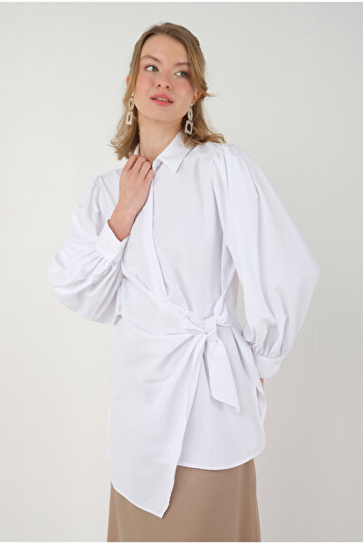 HEQA Önden Bağlamalı Gömlek Beyaz
