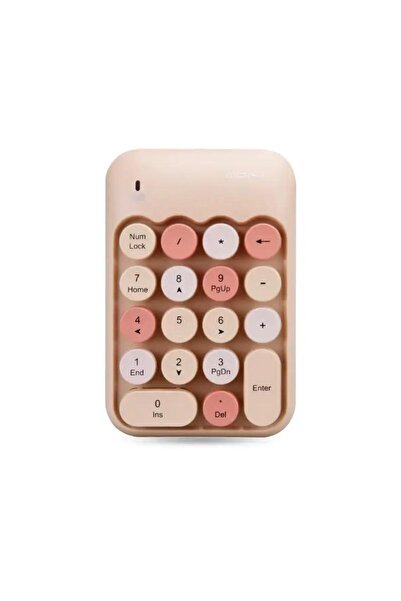 Genel Markalar Renkli Daktilo Tarzı Vintage Kablosuz Wıreless Numeric Keypad 18 Tuşlu Sayısal Klavye Numpad
