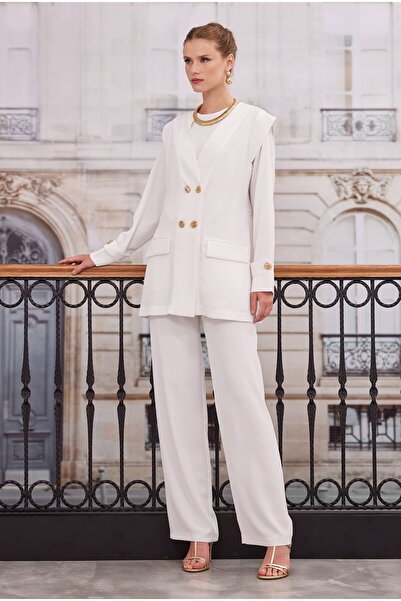 HEQA Крувазе блейзер і брюки, комплект, білий
