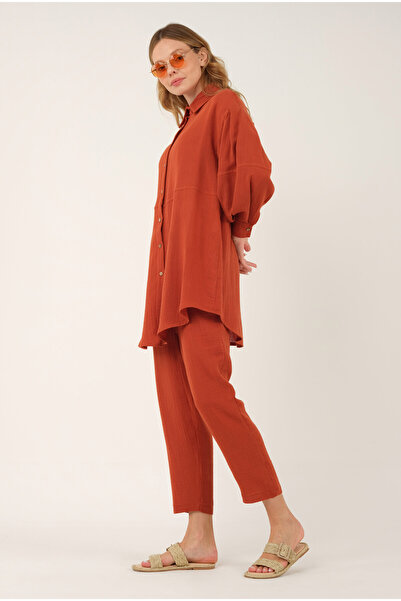 HEQA Муслінові штани цегляного кольору