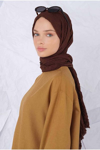 HEQA Dark Brown Crochet Shawl