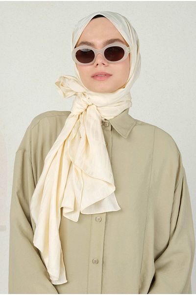 HEQA Şal crem Jacquard cu model Jou