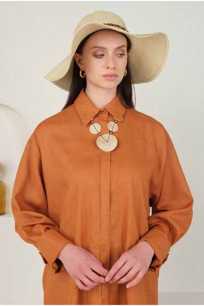 HEQA Arkası Pileli Gömlek Papaya