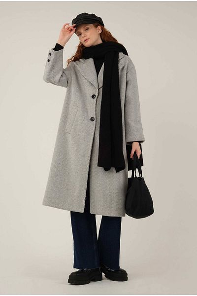 HEQA Palton cu model picior de gală negru