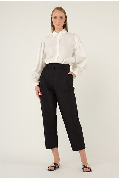 HEQA Pantaloni negri cu buzunar flanel