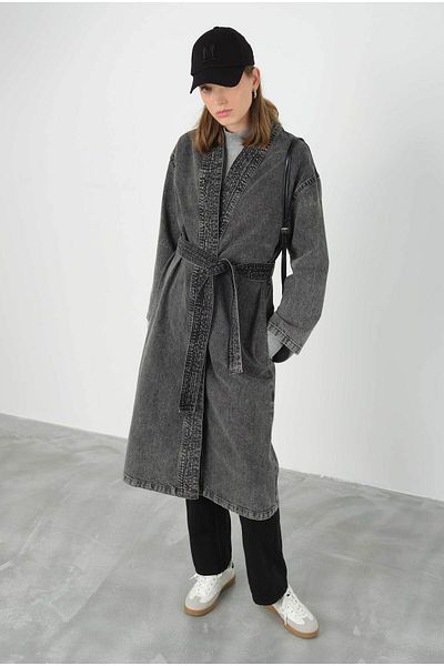 HEQA Kimono din denim antracit