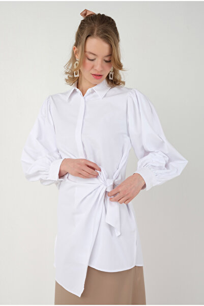 HEQA Önden Bağlamalı Gömlek Beyaz