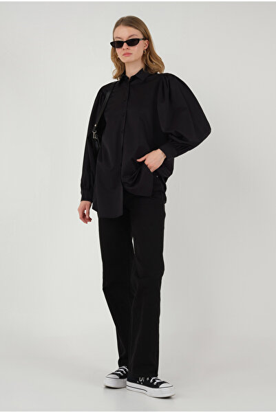 HEQA Balon Kol Gömlek Siyah