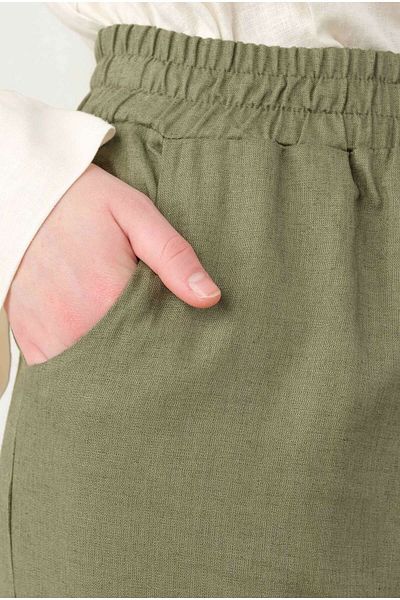 HEQA Pantaloni morcovi din in verde
