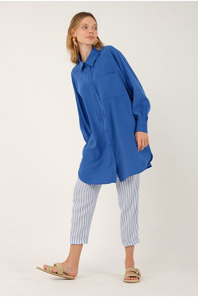 HEQA Cămașă modal Saks Blue cu mâneci raglan