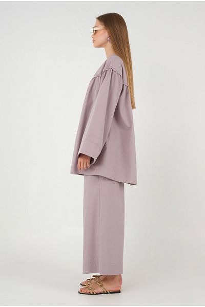 HEQA Pantaloni largi din poplin liliac deschis