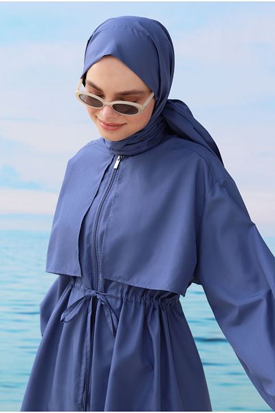 HEQA Denim Blue Windbreaker Swimming Suit