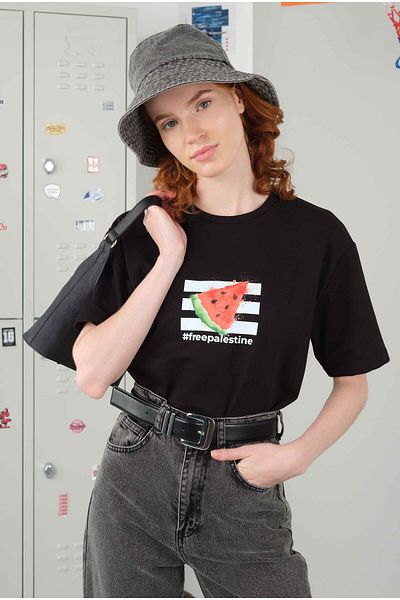 HEQA Tricou cu mânecă scurtă Free Palestine