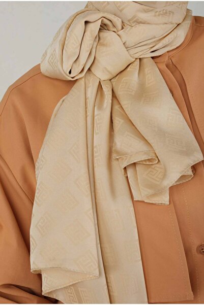 HEQA Logo Desen Jakar Şal Nude