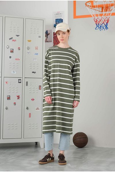 HEQA Sweat lung, verde, cu dungi groase