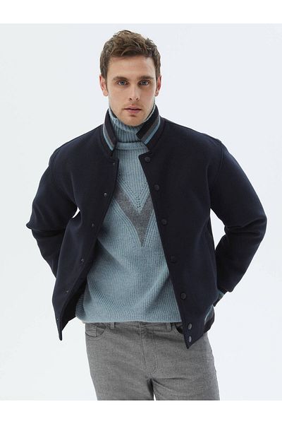 Kip Knitted Coat Navy Blue