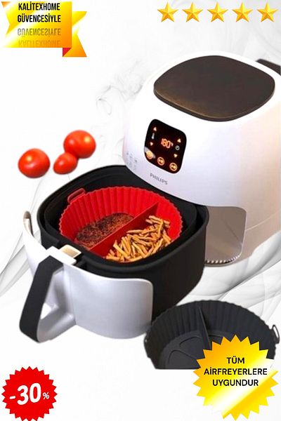 kalitexhome Airfryer 2 Compartment Cooking Silicone Air Fryer Airfrey Airfray Airfry Double Silicone