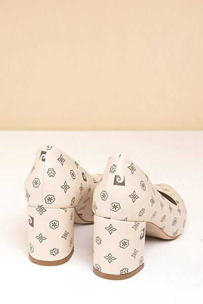 Pierre Cardin Klasik Topuklu Ayakkabı Kadın Bağcıklı Bej Ayakkabı