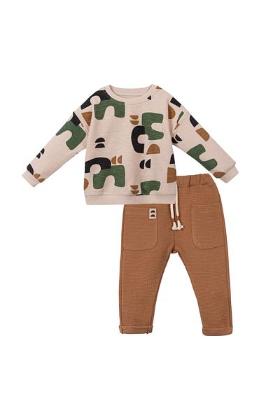 Lolons Geometric Printed Baby Boy Double Set