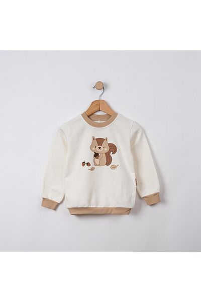 Lolons Boy's Sweat - Squirrel Printed and Cuffed