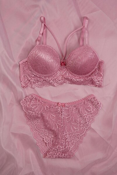 Hipo Trend Grit & Lace Serisi Çapraz Askılı Gül Kurusu Sütyen Takımı