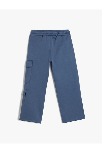 Koton Βαμβακερό μείγμα Oversize Cargo Pocket Λεπτομερές παντελόνι φούτερ - Σχέδιο μέσης με κορδόνια