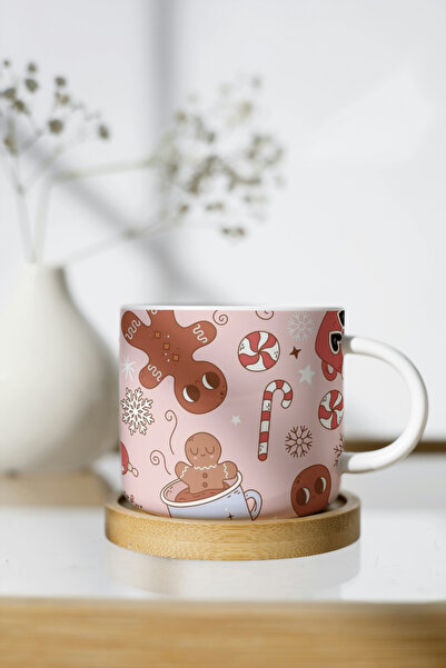 EYBaskı Tasarım BEYAZ PORSELEN YILBAŞI NOEL TEMALI NESCAFE FİNCANI