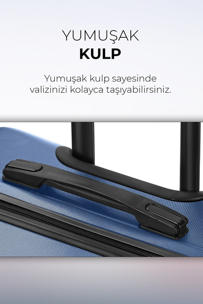POLO&SKY Elmas Model Lacivert Renk 2'li Valiz Seti (orta+büyük)