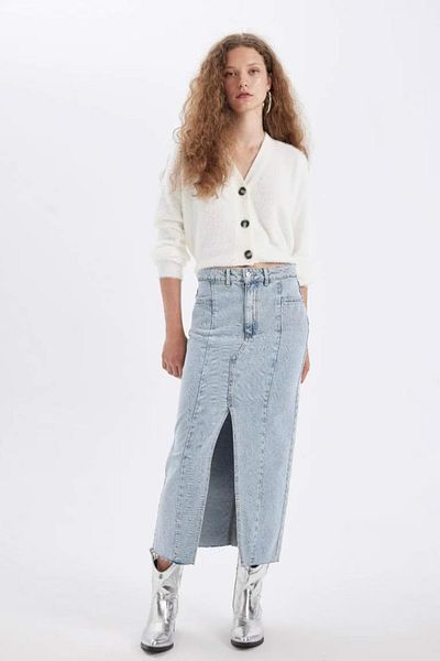 DeFacto Fusta de blugi lungă cu fantă Fashion Fit D4419ax24au