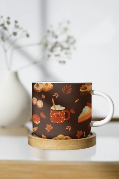 EYBaskı Tasarım BEYAZ PORSELEN CADILAR BAYRAMI TEMALI NESCAFE FİNCANI