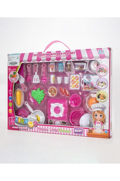 Fab N Funky Happy Little Master 27-Piece Kitchen Playset - Colorful, Safe, Ages 3+, Dimensions 98x46x95cm