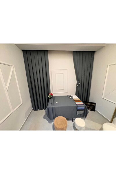 NİVEMESHOME Nivemeshome Roma 18542-d K.gri Keten 1/3 Sık Pileli Fon Perde Apm