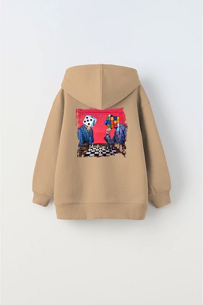 The Champ Clothing Hanorac cu glugă pentru copii, unisex, cu glugă, cu imprimeu de șah