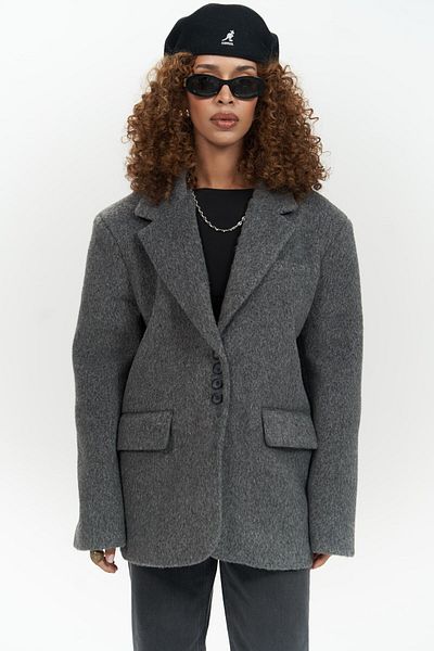 MAİ COLLECTİON Proenza Grey Antracit Thick Stash Blazer - Krátký kabát Allbucks Mai Abmaı0005