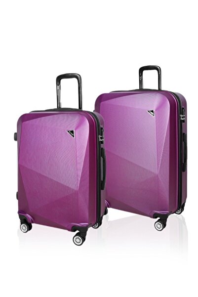 POLO&SKY Elmas Model Mor Renk 2'li Valiz Seti (orta+büyük)