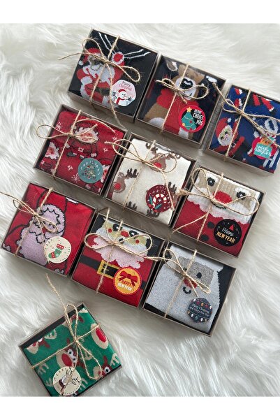 fethi mekik 10 Adet Kutulu Hediyelik Yılbaşı Noel Christmas Çorap Seti - HEDİYE SETİ