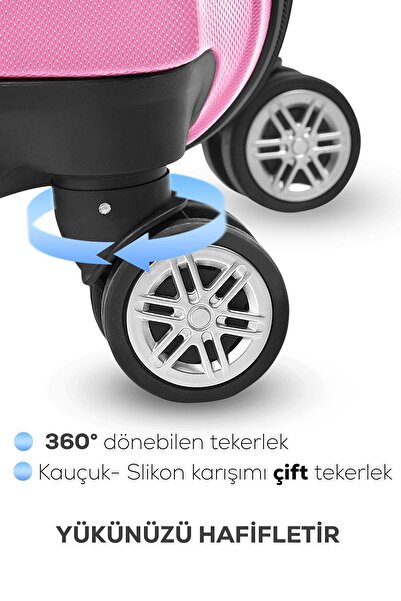 POLO&SKY Spring Model Pembe Renk Küçük Kabin Boy Valiz Bavul
