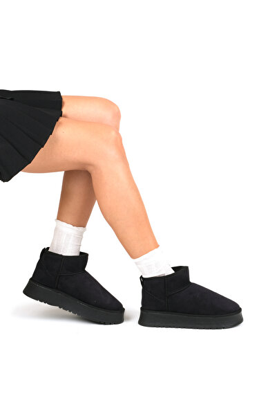 Akka Shoes Kadın Mini Boy Süet İçi Kürklü Kalın Taban Bot
