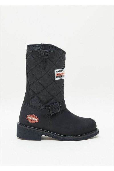 Harley Davidson 025g 100071   Cizme de damă scurte din piele Laconia 644 Negru-nubuc