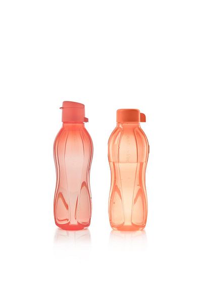 Tupperware Eco Bottle Easy Cover Water Bottle and Flask Pink and Orange 2-Piece 500ml