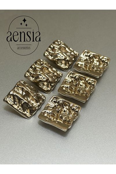 aensia Gold Color Striped Metal Button - 2.29 Cm, Pack of 6 for Coat, Jacket and Trench Coat