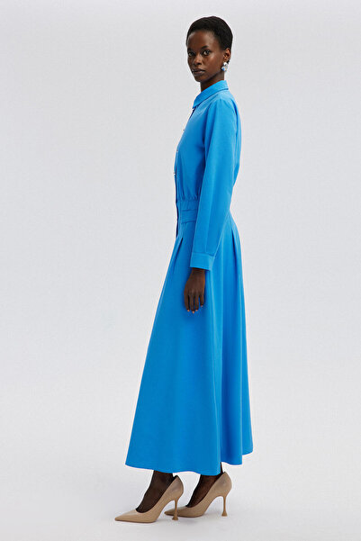 Touché Privé Λινό Πλισέ Φόρεμα - Λεπτομέρεια με κουμπί